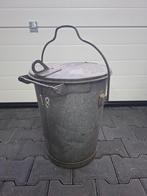 Zinken Vuilnisbak met Deksel, Ophalen, Gebruikt, Zink, Met deksel