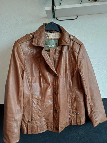 Leuke Leren jas Beige mt 42 Brooker. beschikbaar voor biedingen