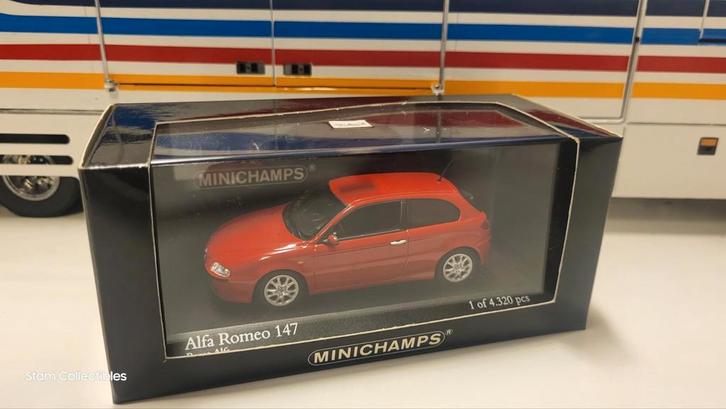 Minichamps Alfa Romeo 147 Red - 2001, Hobby en Vrije tijd, Modelauto's | 1:43, Zo goed als nieuw, Auto, MiniChamps, Ophalen of Verzenden