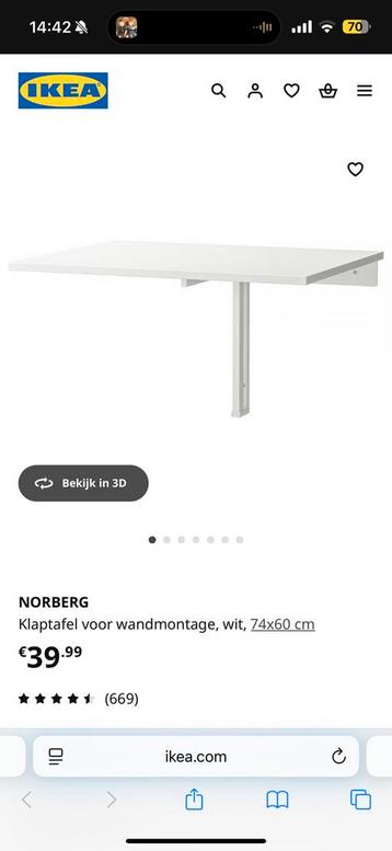 Norberg inklapbare tafeltje beschikbaar voor biedingen