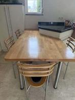 Keuken tafel beuken met RVS poten muurbevestiging, Huis en Inrichting, Tafels | Eettafels, Ophalen, 100 tot 150 cm, Nieuw, 50 tot 100 cm