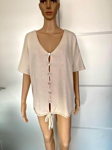 J157 Made in Italy maat XL=46/48 lang vest trui top beige beschikbaar voor biedingen