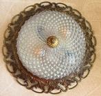 Vint plafonnière messing met geslepen glas,29,5cm–kl/bar st, Ophalen of Verzenden, Zo goed als nieuw, Glas, Barok