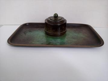 Art Deco Just Andersen brons inktstel glas pot inkwell beschikbaar voor biedingen