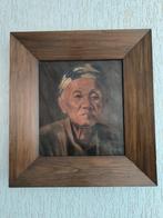 Oud Indonesisch schilderij met houten lijst, Ophalen of Verzenden