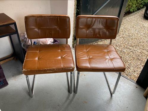 Replica Buisframe Stoelen Thonet stijl, Huis en Inrichting, Stoelen, Gebruikt, Twee, Kunststof, Bruin, Ophalen of Verzenden