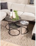 Salontafels Shima (set van 3), tin en zwart, Ophalen, 50 tot 100 cm, Rond, 50 tot 100 cm