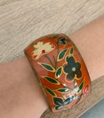Vintage jaren '60 handgemaakte oranje emaille bangle armband, Ophalen of Verzenden, Gebruikt, Oranje