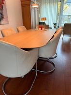 4 of 6 Roomwitte Plantagie Kuipstoelen - Eetkamer, Huis en Inrichting, Stoelen, Ophalen, Gebruikt, Wit, Modern, gezellig