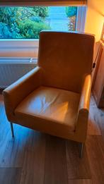 Okergele lederen fauteuill, Ophalen of Verzenden, Bruin, Eén