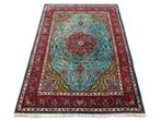 Handgeknoopt Perzisch Tabriz tapijt turquoise Iran 259x355cm, 200 cm of meer, 200 cm of meer, Gebruikt, Tabriz Perzisch wol oosters retro vintage
