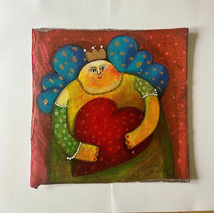 Gesigneerd werk in gemengde techniek van Sabine Tuchel, Antiek en Kunst, Kunst | Schilderijen | Modern, Ophalen of Verzenden