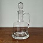 Zware glazen karaf met stop en handvat - vintage, Ophalen of Verzenden, Gebruikt