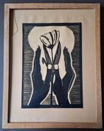 Handen om tulp - gravure ?, Antiek en Kunst, Ophalen of Verzenden