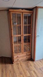 Houten vitrine kast, Ophalen, 50 tot 100 cm, Zo goed als nieuw, 150 tot 200 cm