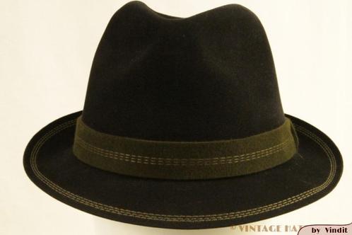 Vintage Gleufhoed Huckel zwart met groene band 58, Kleding | Heren, Hoeden en Petten, Gedragen, Hoed, 58 of 59 cm (L, 7¼ of ⅜ inch)
