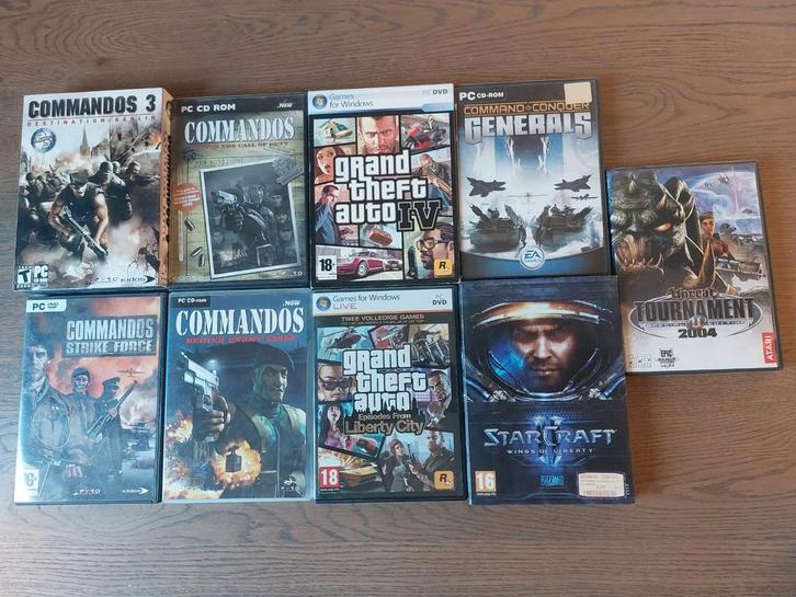 Partij van 9 oude PC Games - GTA, Commandos, Starcraft, Spelcomputers en Games, Games | Pc, Gebruikt, 1 speler, Vanaf 12 jaar
