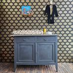Mooie commode/dressoir met wit marmerblad, 105 cm of meer, Ophalen of Verzenden, Minder dan 50 cm, 100 cm of meer