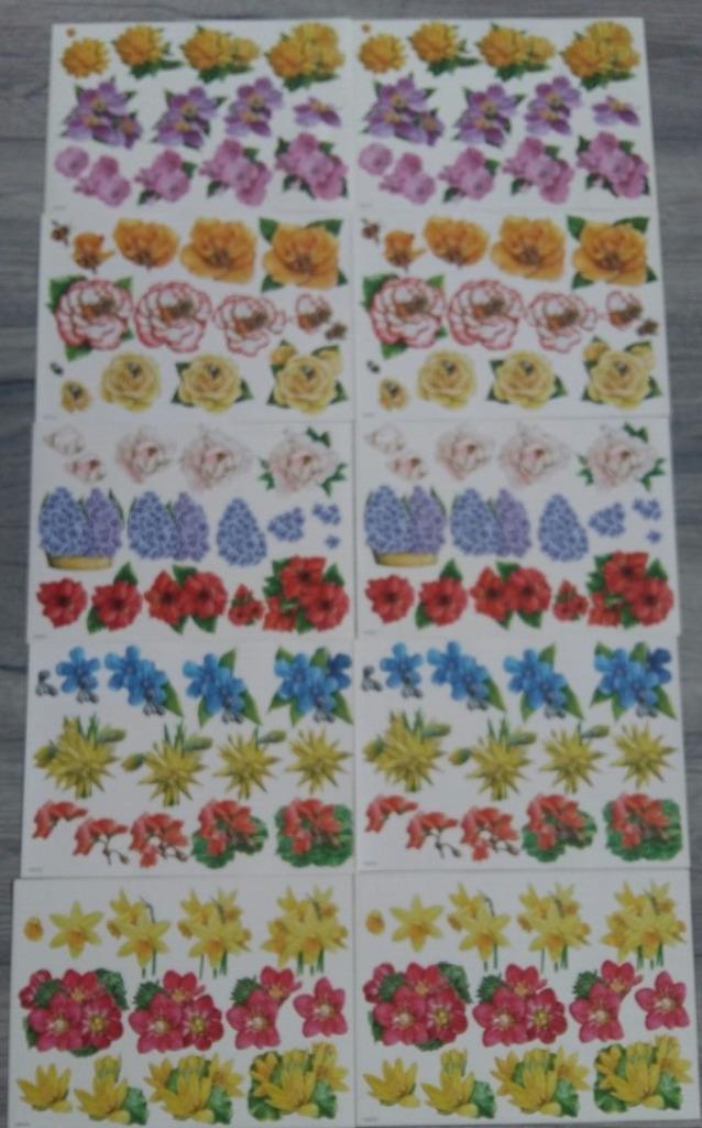 10x Knipvellen Bloemen (NIEUW), Hobby en Vrije tijd, Kaarten | Zelf maken, Nieuw, Knipvel, Natuur, Ophalen of Verzenden