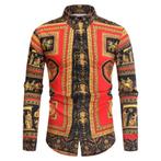 Heren barok overhemd 11 luxe gouden kamper shirt zwart rood, Kleding | Heren, Overhemden, Verzenden, Nieuw, Overige kleuren, Overige halswijdtes