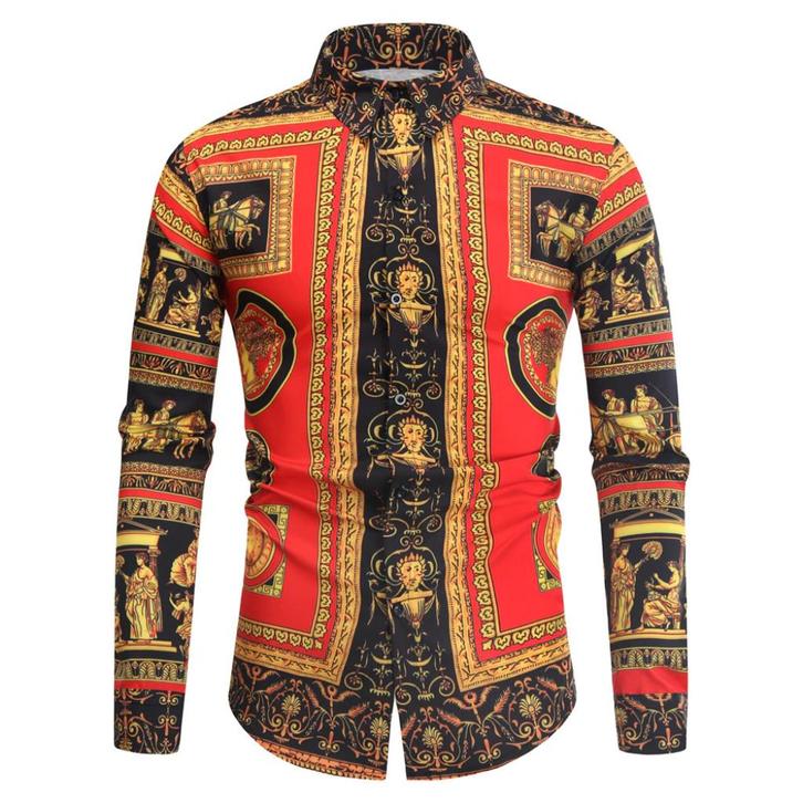 Heren barok overhemd 11 luxe gouden kamper shirt zwart rood, Kleding | Heren, Overhemden, Nieuw, Overige halswijdtes, Overige kleuren