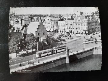 Den Haag- Hofvijfer, met zicht op trams, gelopen, 1955  Verz beschikbaar voor biedingen