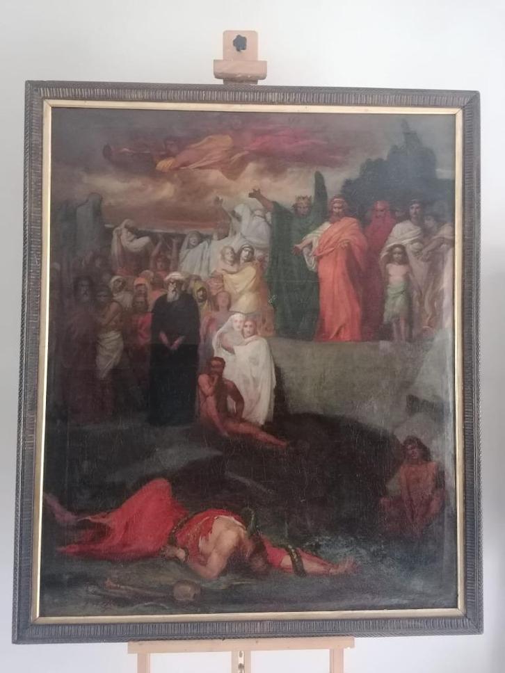 Antiek schilderij op doek, gesigneerd, Antiek en Kunst, Kunst | Schilderijen | Klassiek, Ophalen