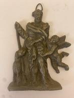 Antiek tinnen plaquette sint rochus ( +/- 1890 )., Antiek en Kunst, Antiek | Religie, Ophalen of Verzenden