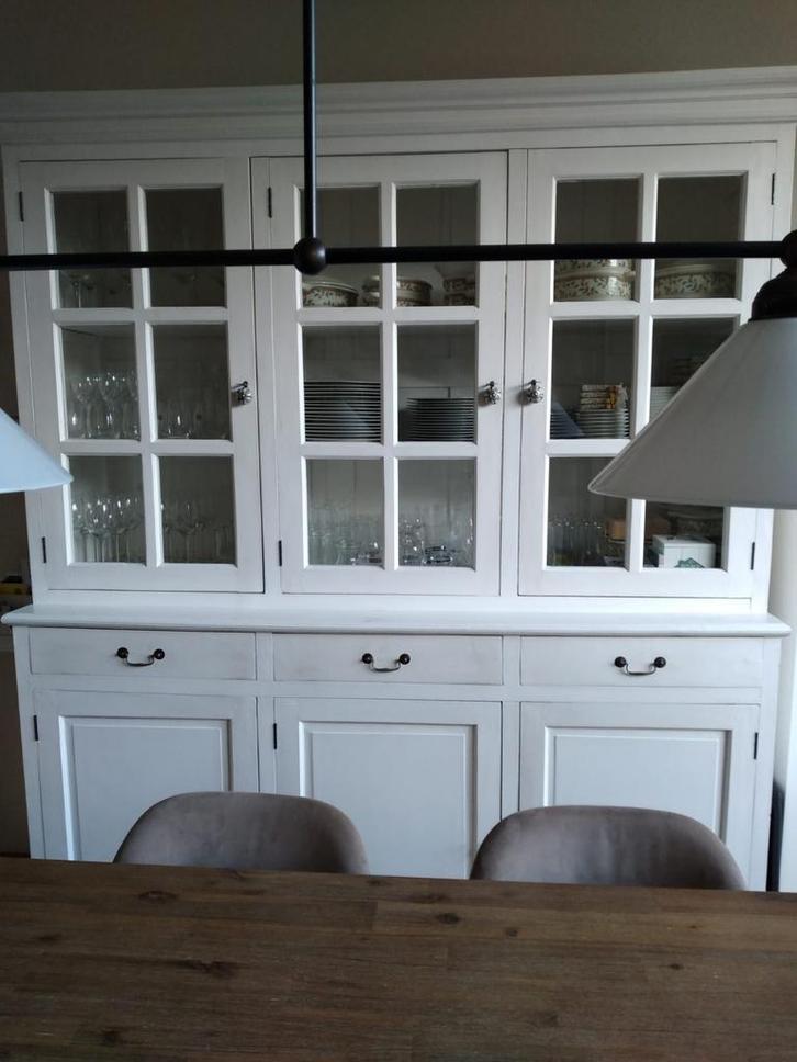 Witte Vitrinekast, Huis en Inrichting, Kasten | Buffetkasten, Gebruikt, 150 tot 200 cm, 150 tot 200 cm, 25 tot 50 cm, Met lade(s)