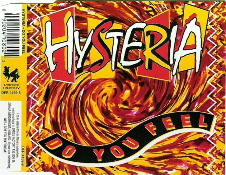 Hysteria – Do You Feel CD Maxisingle 1993 💿, Cd's en Dvd's, Cd Singles, Zo goed als nieuw, Dance, 1 single, Maxi-single, Verzenden