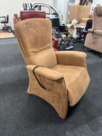 Relax fauteuil bruin/beige suède stof, Ophalen, Gebruikt, 75 tot 100 cm, Stof