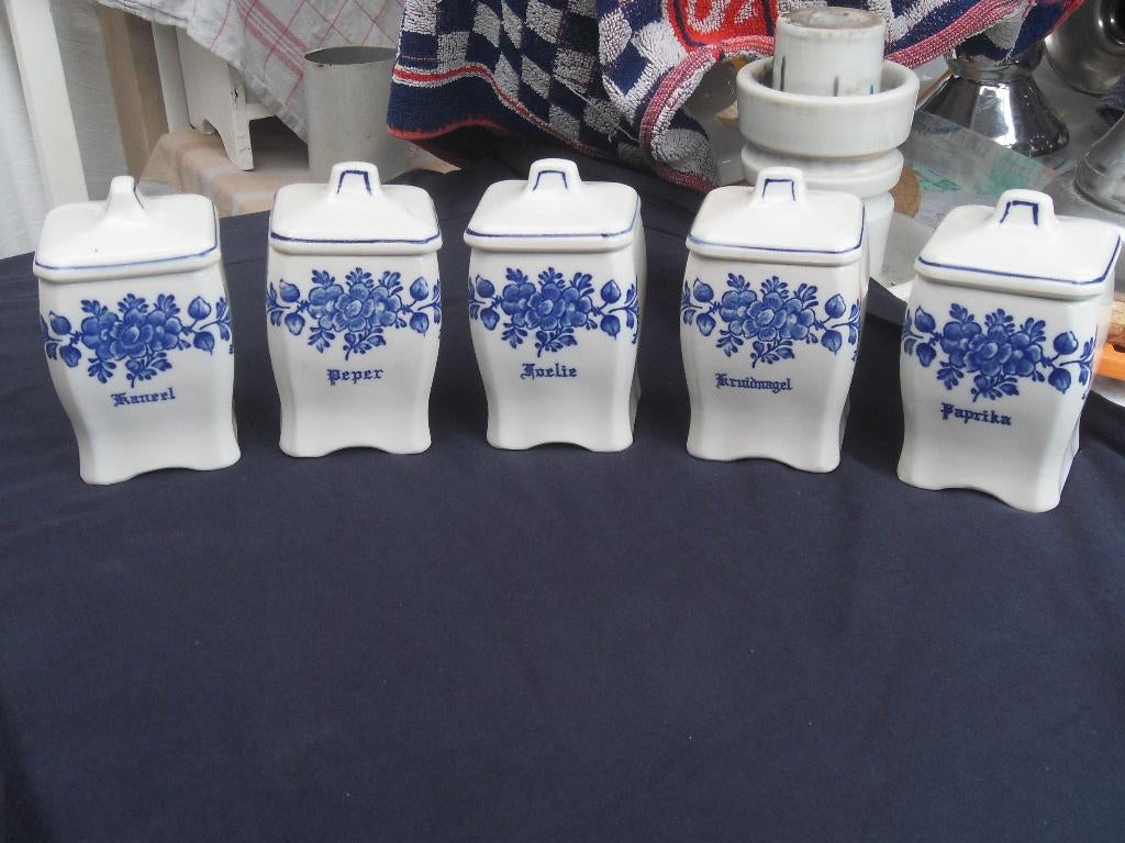 kruidenpotjes/ voorraadpotten porselein/ oude keukenpotjes, Antiek en Kunst, Ophalen of Verzenden