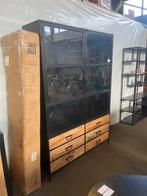 Vitrinekast mangohout en staal - Weco Meubelen, Ophalen, 100 tot 150 cm, 200 cm of meer, Nieuw