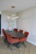 Set van 6 luxe velours eetkamerstoelen – topstaat, Huis en Inrichting, Stoelen, Ophalen, Overige kleuren, Zo goed als nieuw, Metaal