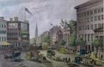 Staalgravure New York Broadway - 1840, Antiek en Kunst, Kunst | Etsen en Gravures, Ophalen of Verzenden