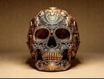 Schedel doodskop 3D print zwart met goud., Ophalen of Verzenden, Zo goed als nieuw