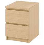 Malm Nachtkastje - 2 Lades, Huis en Inrichting, Slaapkamer | Nachtkastjes, Ophalen, Gebruikt, Minder dan 45 cm, 55 tot 70 cm