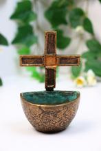 Bronzen wijwaterbakje met kruis, Antiek en Kunst, Ophalen of Verzenden
