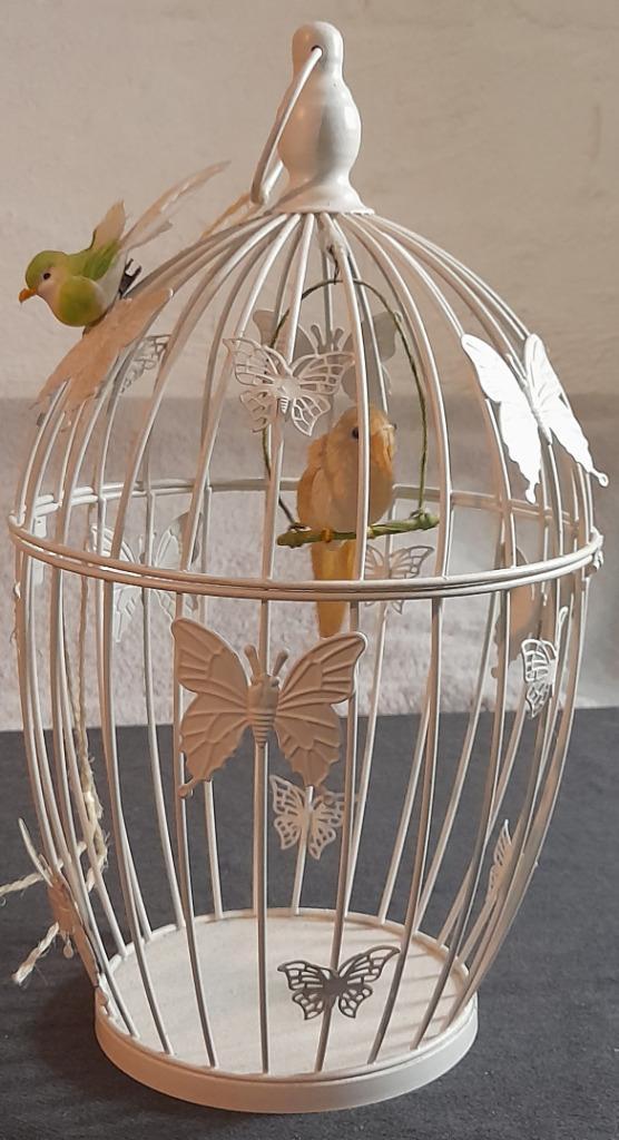 Decoratieve vogelkooi met kunstvogels 40cm, Huis en Inrichting, Woonaccessoires | Overige, Zo goed als nieuw, Ophalen of Verzenden
