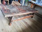 Stoere houten salon tafel van Raw material, Huis en Inrichting, Tafels | Salontafels, Ophalen, 100 tot 150 cm, 50 tot 100 cm, Zo goed als nieuw