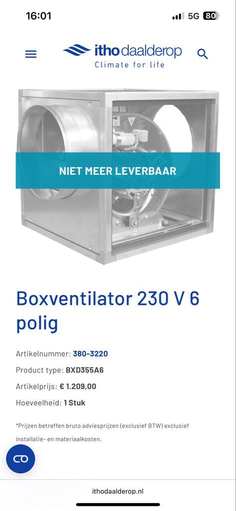 Itho BTV 6 Ventilatiebox - Perfecte Ventilatie!, Doe-het-zelf en Verbouw, Ventilatie en Afzuiging, Gebruikt, Ventilator, Ophalen