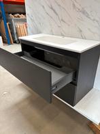 Badkamermeubel 100cm - Zwart eiken- solid surface wastafel, Nieuw, Minder dan 100 cm, Wastafelkast, 25 tot 50 cm