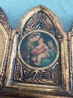 Antieke florentijnse Italiaanse drieluik madonna met kind, Ophalen of Verzenden