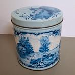 Vintage rond blik met Delfts blauw decor, Verzamelen, Ophalen of Verzenden, Gebruikt, Koek(jes), Overige merken