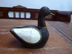vintage houten eendje met hoorn of parelmoer (1), Antiek en Kunst, Ophalen of Verzenden