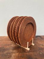 Vintage set van 5 rieten rotan borden onderborden, Ophalen of Verzenden, Zo goed als nieuw, Bord