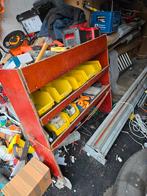 Houten stellingkast met bakjes werkbus gestaan., Ophalen, Gebruikt
