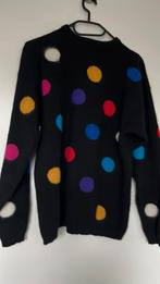 Vintage mohair trui zwart met gekleurde stippen M/L designer, Verzenden, Zo goed als nieuw, Maat 38/40 (M), Overige kleuren