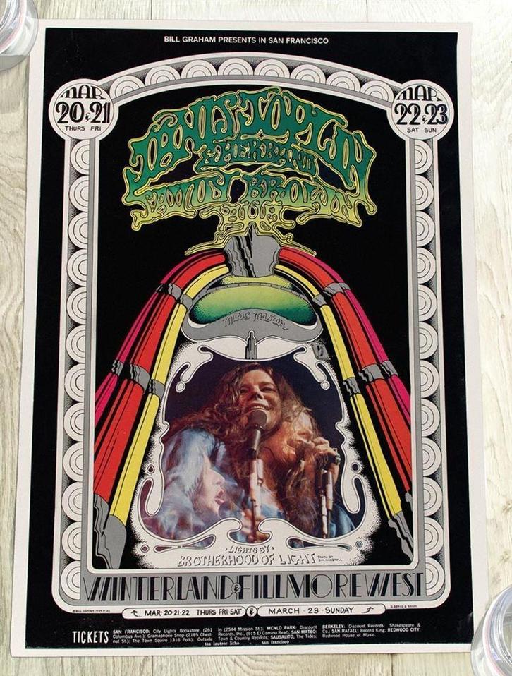 JANIS JOPLIN Muziek psychedelic concert poster, Verzamelen, Muziek, Artiesten en Beroemdheden, Nieuw, Poster, Artwork of Schilderij