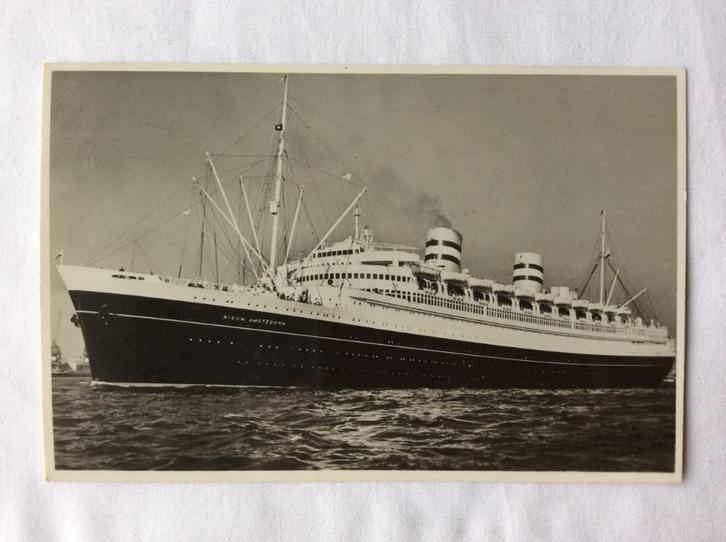 s.s. Nieuw Amsterdam Ansichtkaart HAL No.1, Verzamelen, Scheepvaart, Gebruikt, Kaart, Foto of Prent, Motorboot, Ophalen of Verzenden